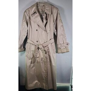 Fleet Street Shimmer Golden Beige Trench Coat Raincoat Jacket Women's‎ Size 10p